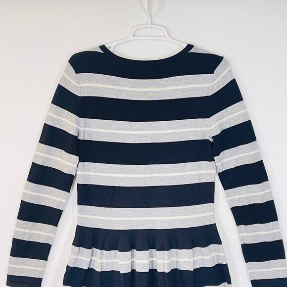 Vince Camuto Sweater Dress Womens Medium Black Gray Stripe Knit Wednesday Adams - Picture 5 of 9